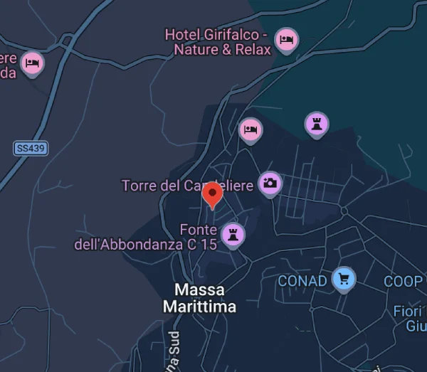 Mappa di Casa Aurora nel centro storico di Massa Marittima